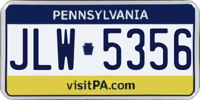 PA license plate JLW5356