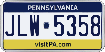 PA license plate JLW5358