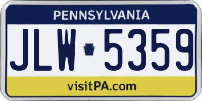 PA license plate JLW5359