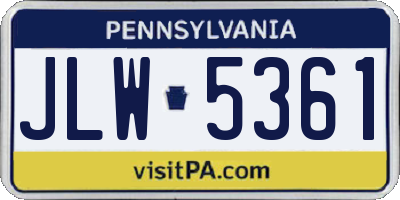 PA license plate JLW5361