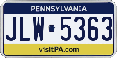 PA license plate JLW5363