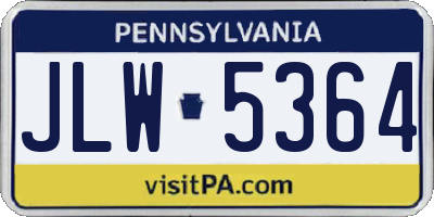 PA license plate JLW5364