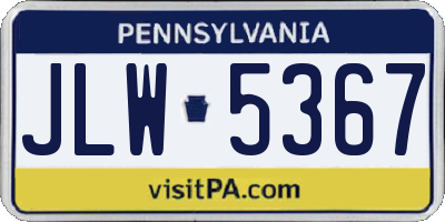 PA license plate JLW5367