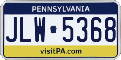 PA license plate JLW5368
