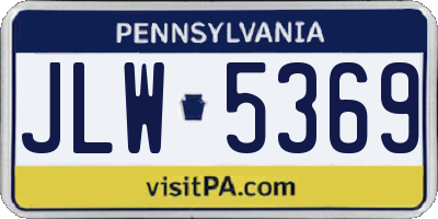 PA license plate JLW5369
