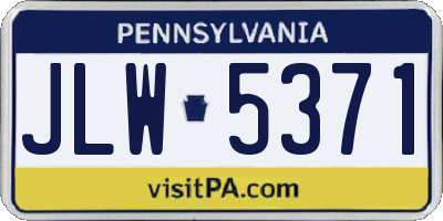 PA license plate JLW5371