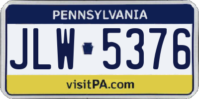 PA license plate JLW5376
