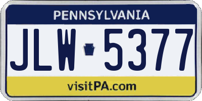 PA license plate JLW5377