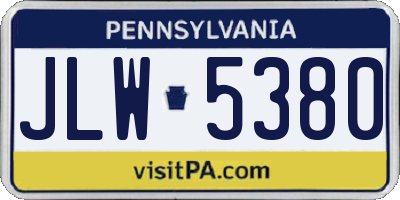 PA license plate JLW5380