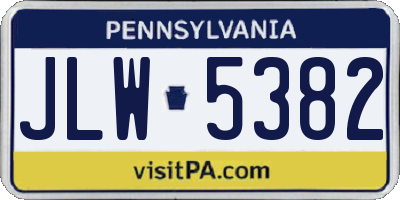 PA license plate JLW5382