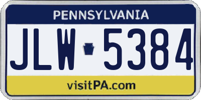 PA license plate JLW5384