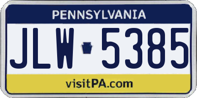 PA license plate JLW5385