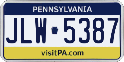 PA license plate JLW5387