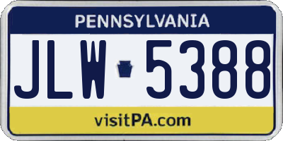 PA license plate JLW5388