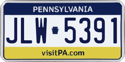 PA license plate JLW5391