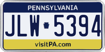 PA license plate JLW5394