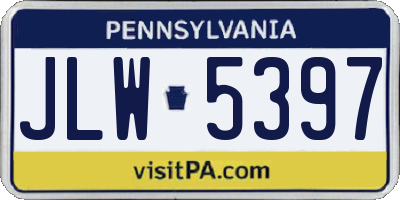PA license plate JLW5397