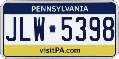 PA license plate JLW5398