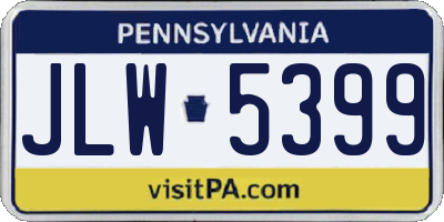 PA license plate JLW5399