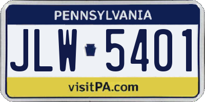 PA license plate JLW5401