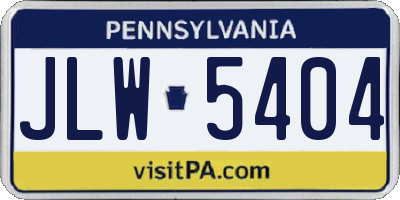 PA license plate JLW5404