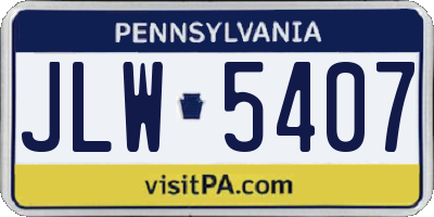 PA license plate JLW5407