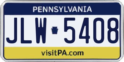 PA license plate JLW5408
