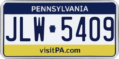 PA license plate JLW5409