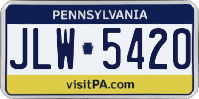 PA license plate JLW5420