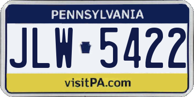 PA license plate JLW5422