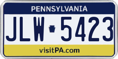 PA license plate JLW5423