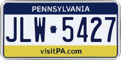 PA license plate JLW5427
