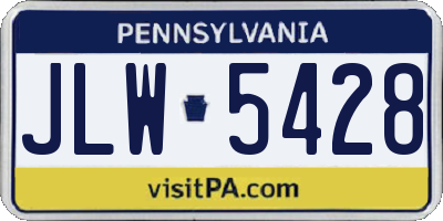 PA license plate JLW5428
