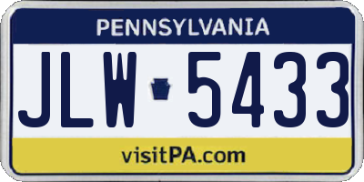 PA license plate JLW5433
