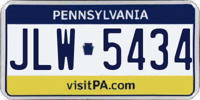 PA license plate JLW5434
