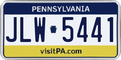 PA license plate JLW5441