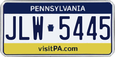 PA license plate JLW5445