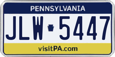 PA license plate JLW5447