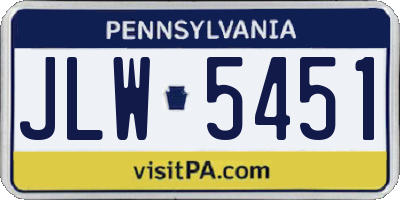 PA license plate JLW5451