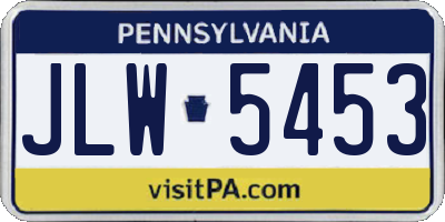 PA license plate JLW5453