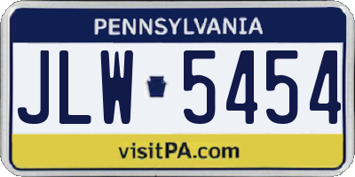 PA license plate JLW5454