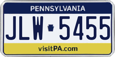 PA license plate JLW5455