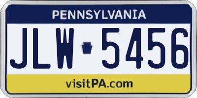 PA license plate JLW5456