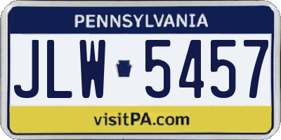 PA license plate JLW5457