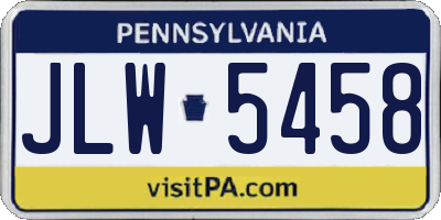 PA license plate JLW5458