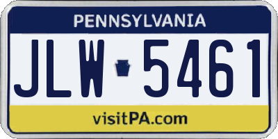 PA license plate JLW5461