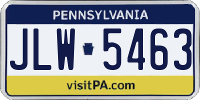PA license plate JLW5463