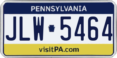PA license plate JLW5464