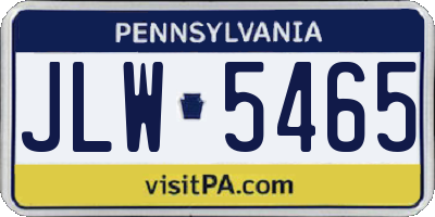 PA license plate JLW5465