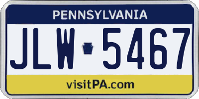 PA license plate JLW5467